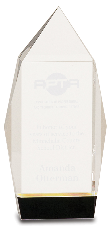 7 1/2" Clear Crystal Facet Rectangle on Black Base