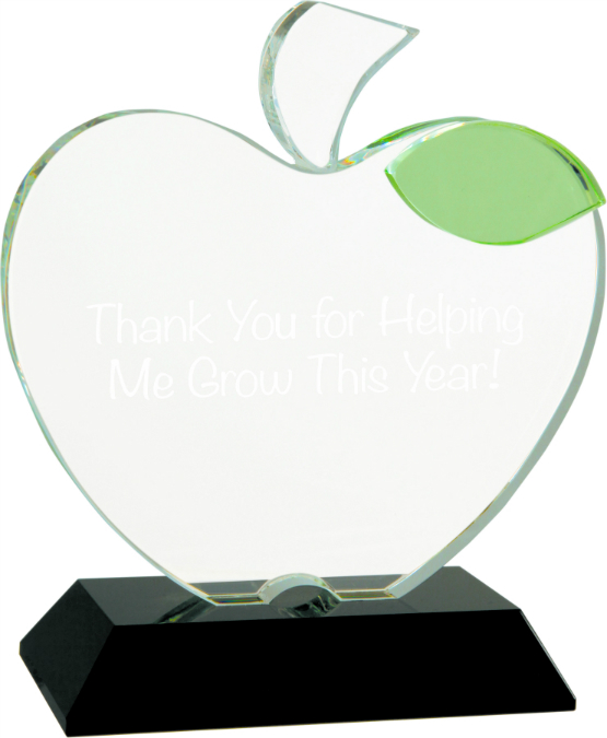 5 1/2" x 6 1/4" Crystal Apple on Black Base