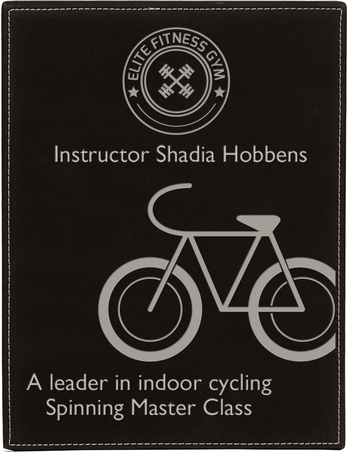 10 1/2" x 13" Black/Silver Laserable Leatherette Plaque