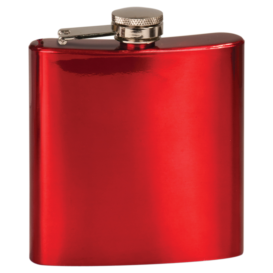 6 oz. Gloss Red Laserable Stainless Steel Flask
