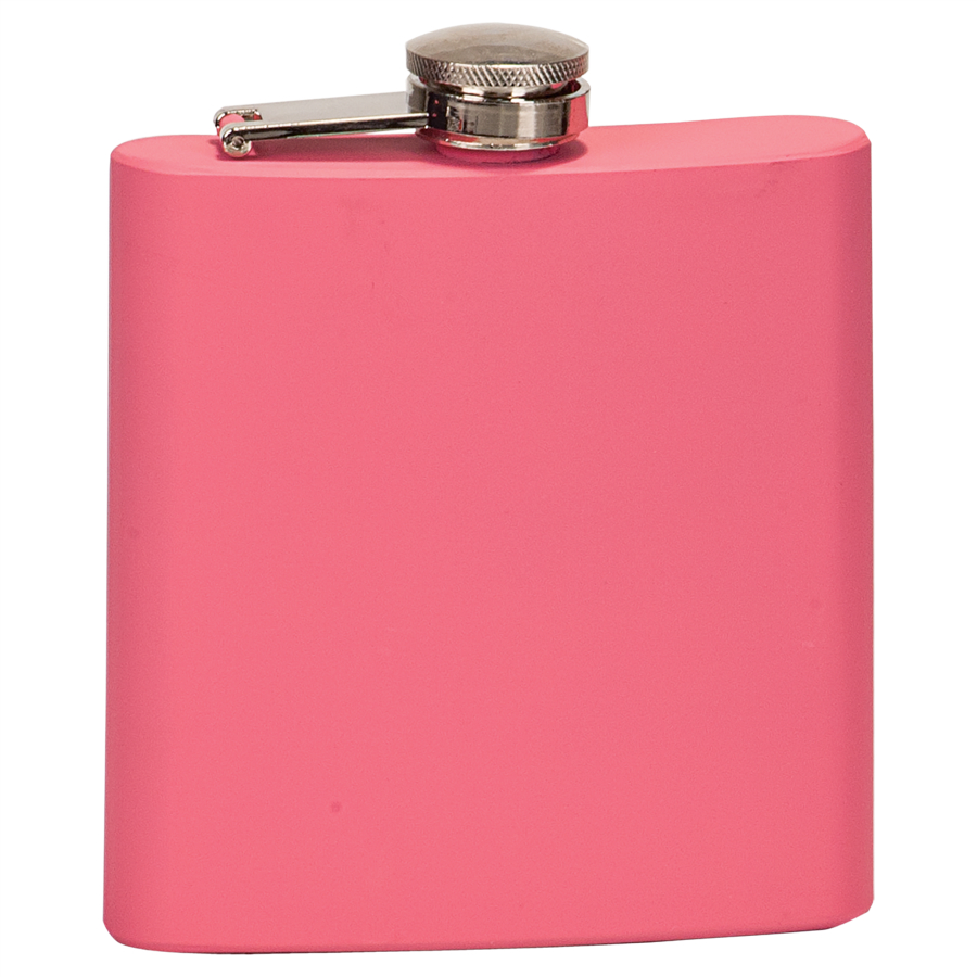 6 oz. Matte Pink Laserable Stainless Steel Flask