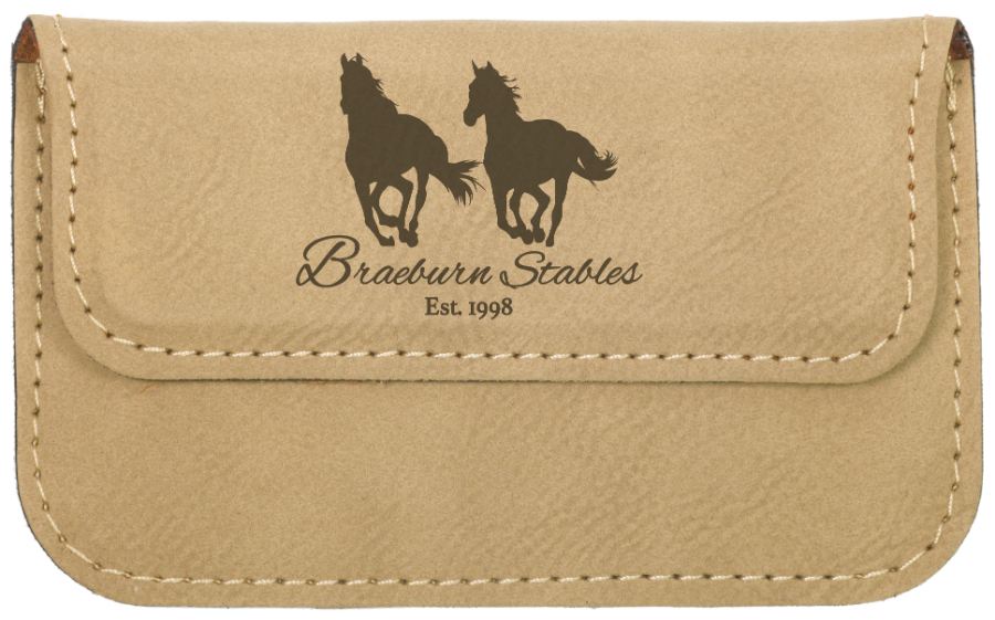 4 1/2" x 2 3/4" Light Brown Laserable Leatherette Flexible Business Card Holder