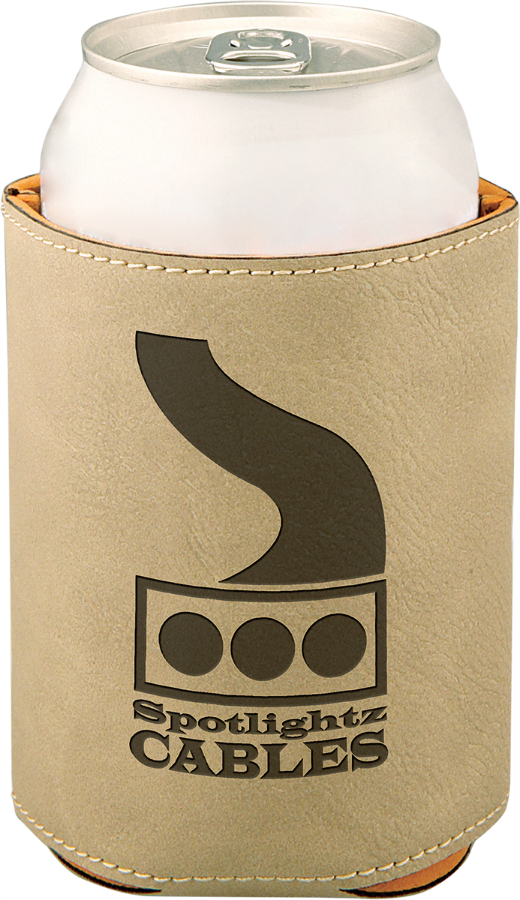 3 3/4" Light Brown Laserable Leatherette Beverage Holder
