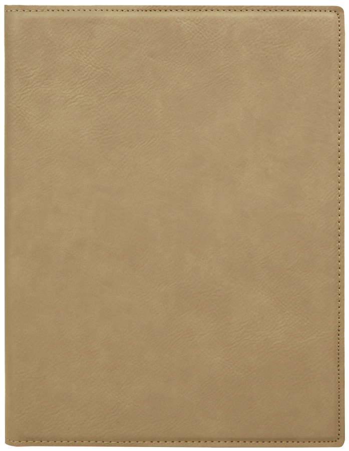 7" x 9" Light Brown Laserable Leatherette Small Portfolio with Notepad