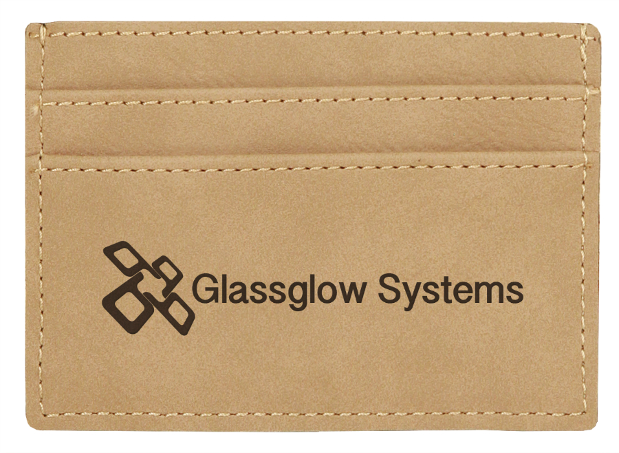4" x 2 3/4" Light Brown Laserable Leatherette Wallet Clip