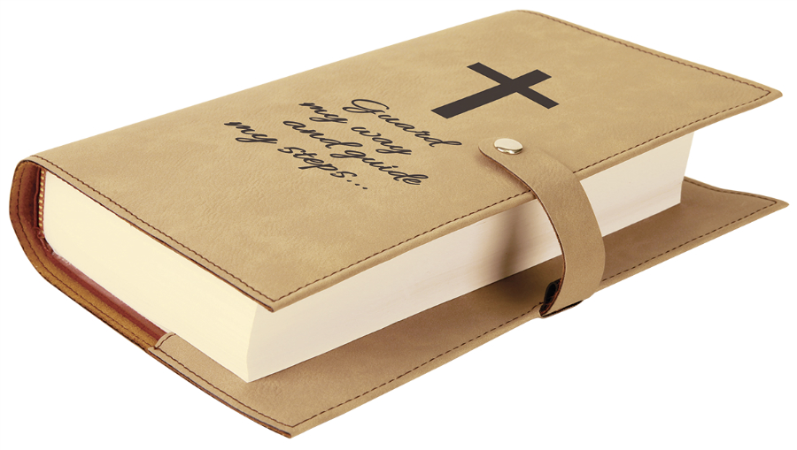 6 1/2" x 8 3/4" Light Brown Leatherette Book/Bible Cover with Snap Closure