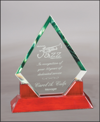 9 1/2" Diamond Prestige Glass with Rosewood Piano Finish Base