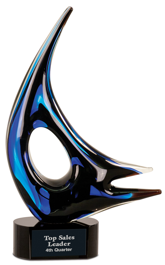 14 1/4" Blue Sail Art Glass