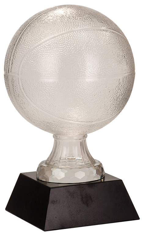 13" Glass Basketball with Black Marble Base