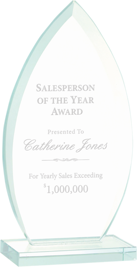 7 3/4" Oval Jade Glass Award