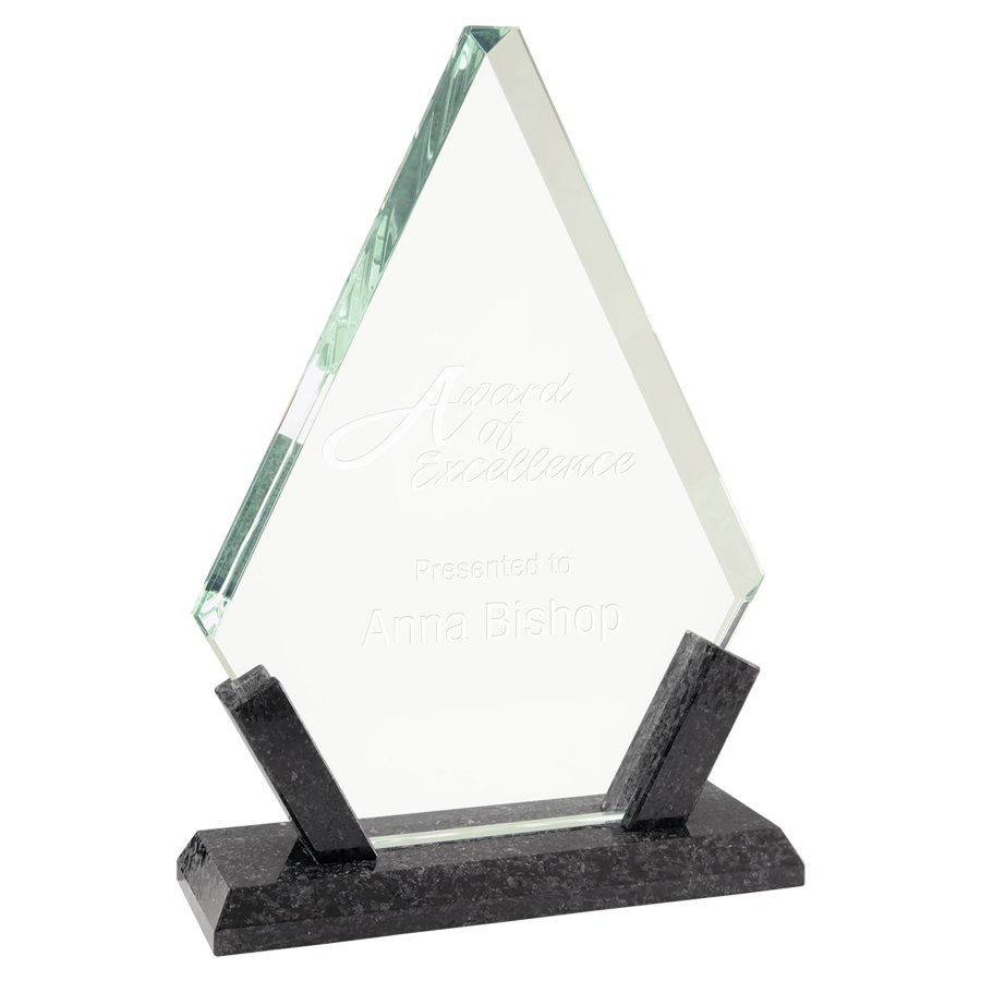 8 1/4" Diamond Glass with Black Marble Base