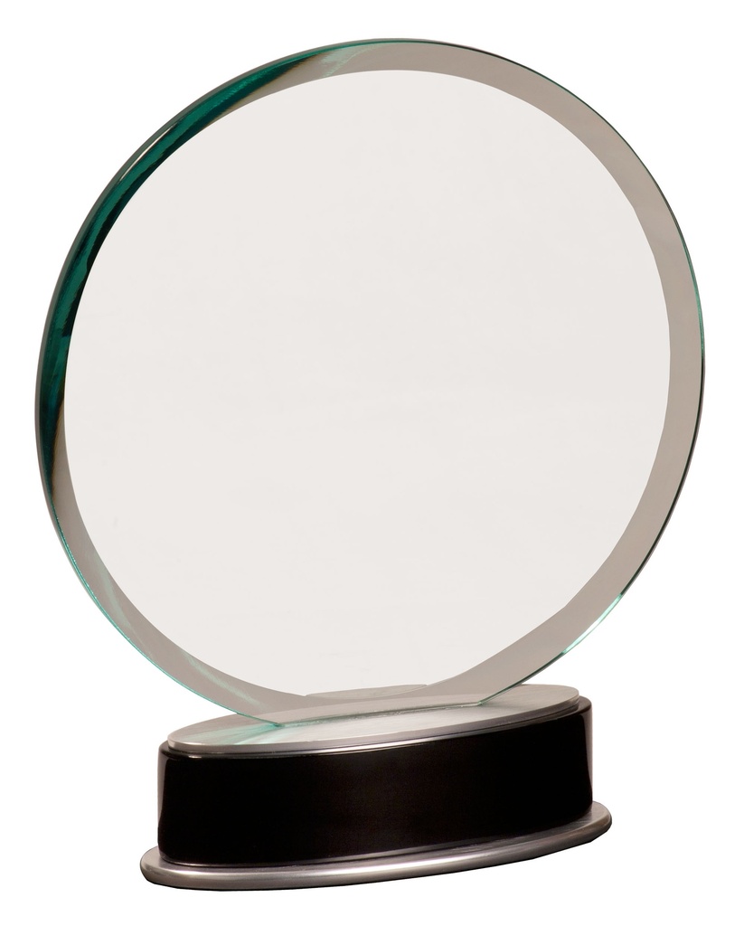 9" Jade Round Metro Glass with Silver and Black Piano Finish Base