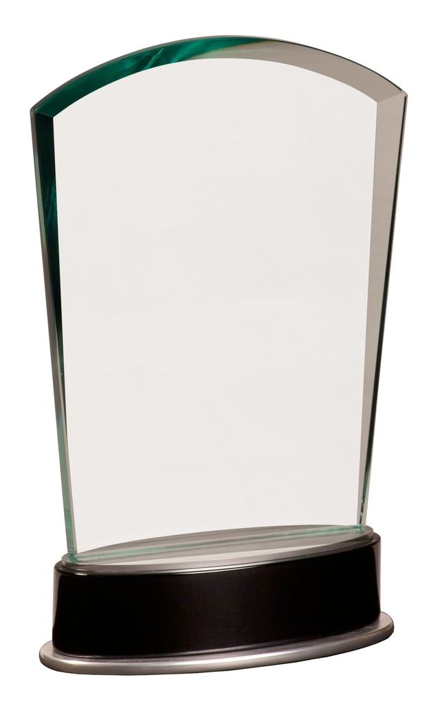 8 3/4" Jade Fan Metro Glass with Silver and Black Piano Finish Base