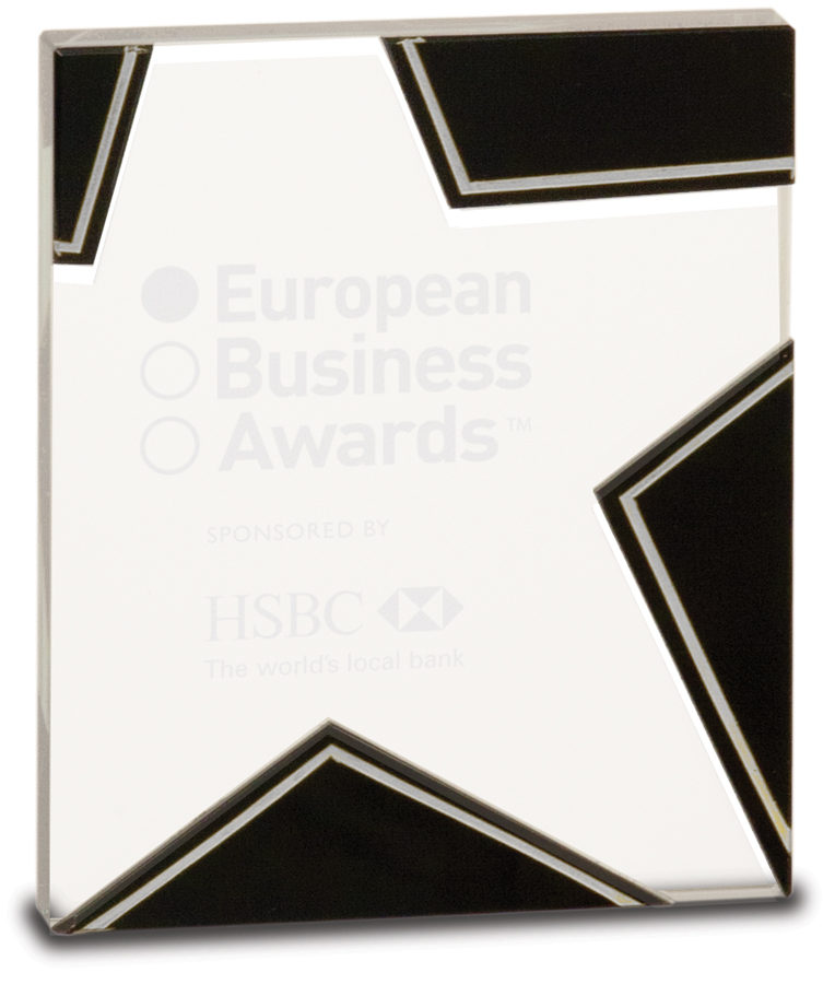 6 3/4" Silver and Black Star Glass