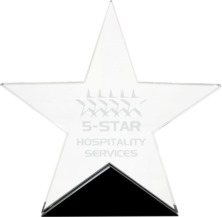 6 3/4" x 6 1/2" Clear Glass Star on Black Base