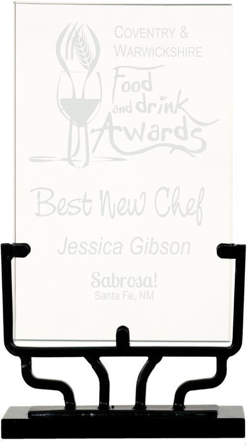 8 1/2" Vertical Rectangle Vintage Glass with Iron Base