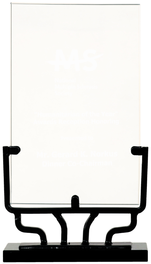 9 1/2" Vertical Rectangle Vintage Glass with Iron Base