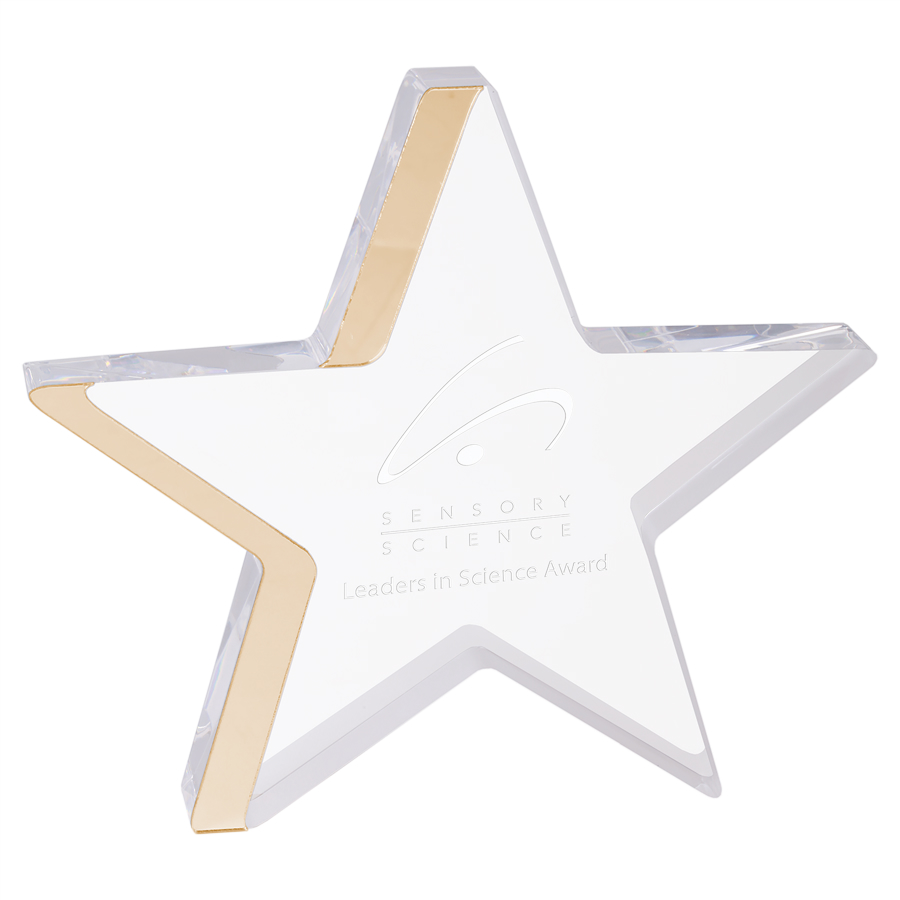 7 3/4" x 7" Star Acrylic with Gold Edge