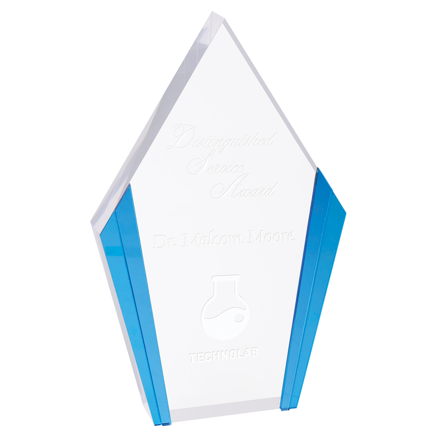 5 1/4" x 8 1/2" Diamond Acrylic with Blue Edges