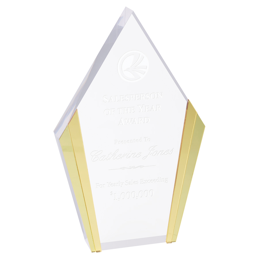 5 1/4" x 8 1/2" Diamond Acrylic with Gold Edges