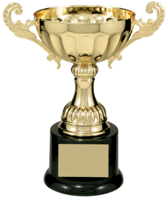 7 1/2" Gold Completed Metal Cup Trophy on Plastic Base