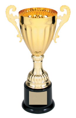 8 3/4" Gold Completed Metal Cup Trophy on Plastic Base