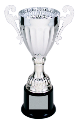 8 3/4" Silver Completed Metal Cup Trophy on Plastic Base