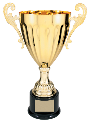 14 1/2" Gold Completed Metal Cup Trophy on Plastic Base