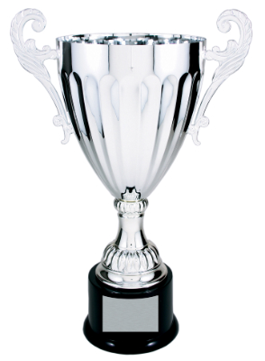 14 1/2" Silver Completed Metal Cup Trophy on Plastic Base