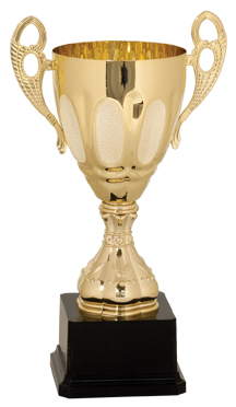 11" Gold Completed Metal Cup Trophy on Plastic Base