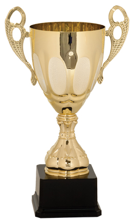 13" Gold Completed Metal Cup Trophy on Plastic Base