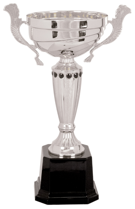 13" Silver Completed Metal Cup Trophy on Plastic Base
