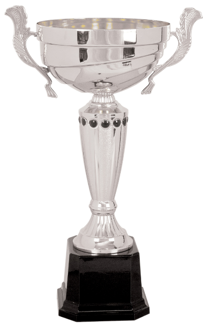 14 1/2" Silver Completed Metal Cup Trophy on Plastic Base
