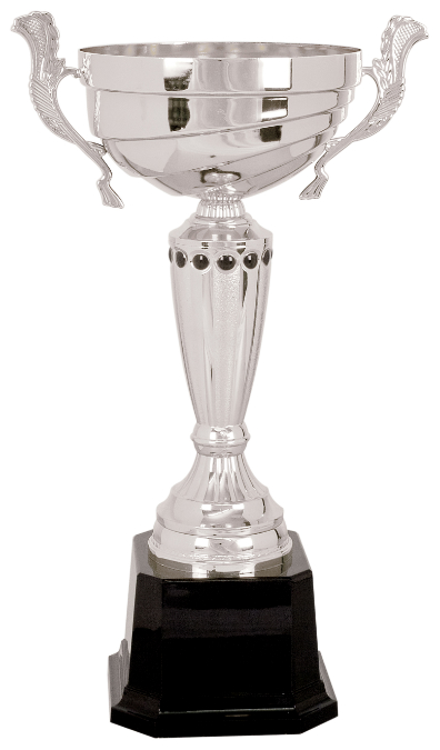 15 1/2" Silver Completed Metal Cup Trophy on Plastic Base
