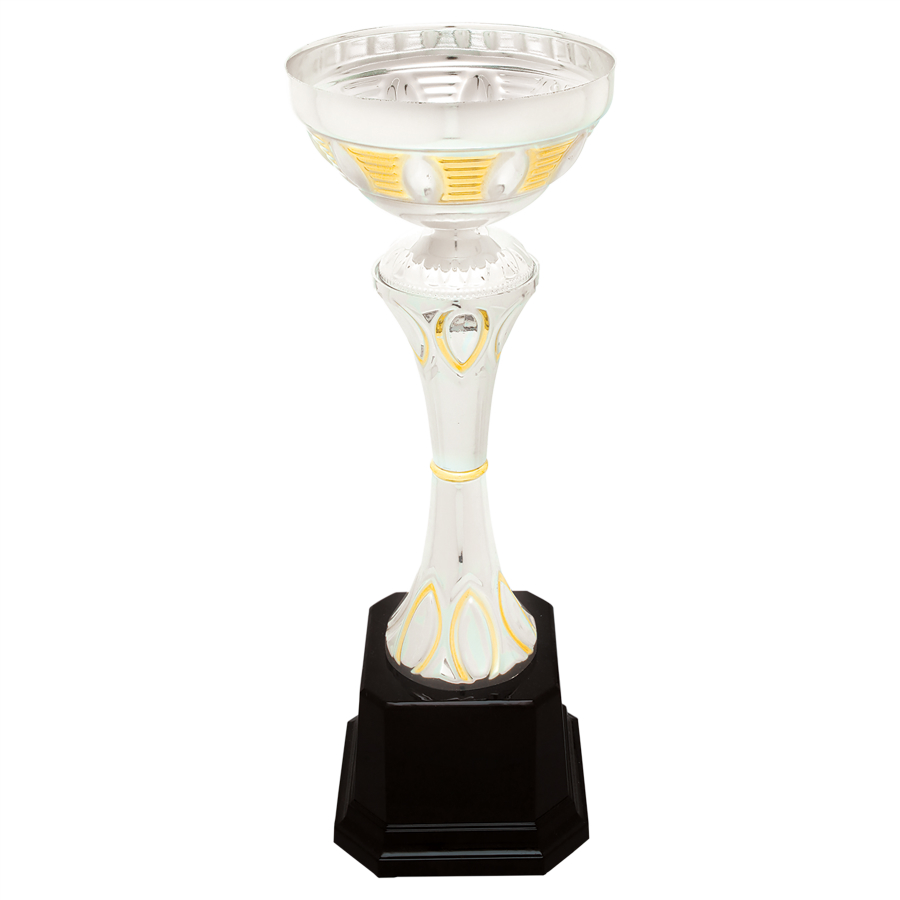 10 3/4" Silver/Gold Completed Metal Cup Trophy on Plastic Base
