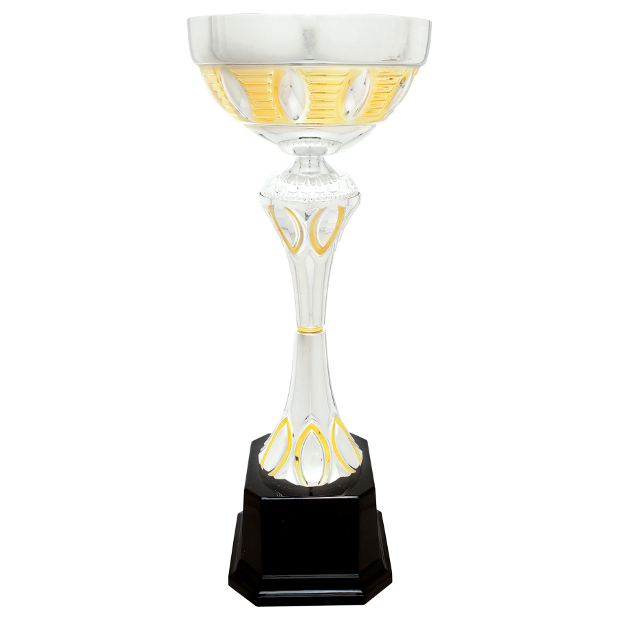 16 1/2" Silver/Gold Completed Metal Cup Trophy on Plastic Base