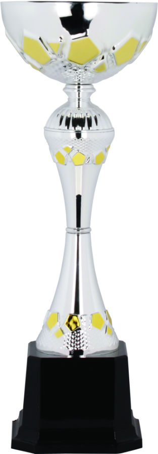 13 1/4" Silver/Gold Completed Metal Cup Trophy on Plastic Base