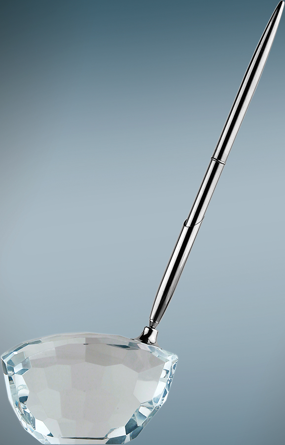 3 3/8" x 9" Crystal Golf Club with Pen