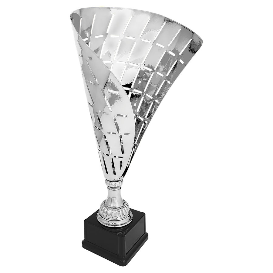 18" Silver Metal Flag Cup on Plastic Base