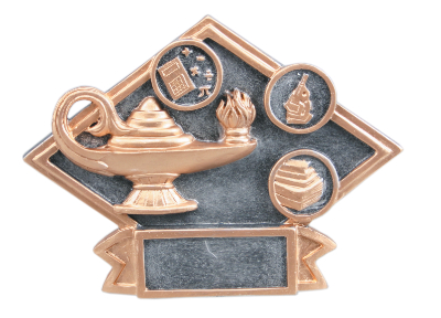 6" x 4 1/2" Lamp of Knowledge Diamond Plate Resin