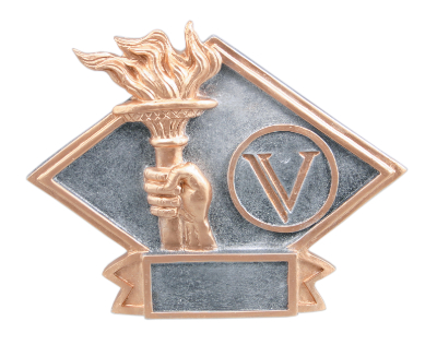 6" x 4 1/2" Victory Torch Diamond Plate Resin
