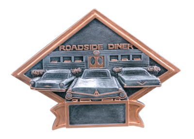 8 1/2" x 6" Car Show/50s Theme Diamond Plate Resin