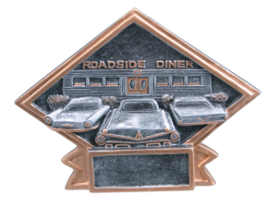 6" x 4 1/2" Car Show/50s Theme Diamond Resin Plate
