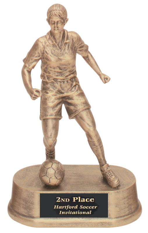 7 3/4" Antique Gold Female Soccer Resin