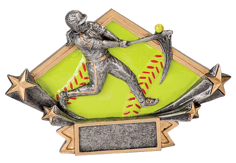6 1/4" x 4 1/4" Female Softball Diamond Star Resin