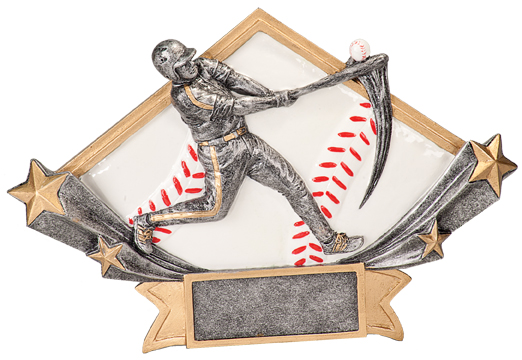 8 1/2" x 5 3/4" Male Baseball Diamond Star Resin