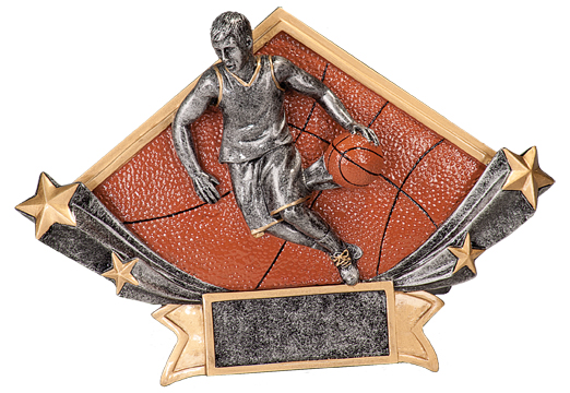8 1/2" x 5 3/4" Male Basketball Diamond Star Resin