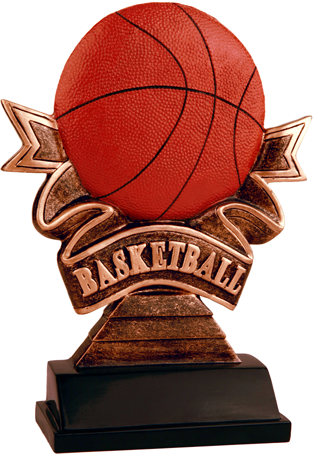 7" Basketball Ribbon Resin