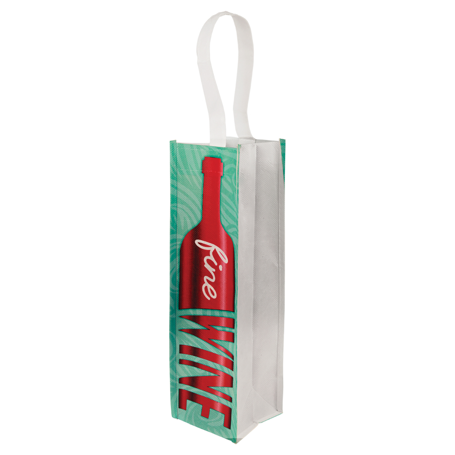 13 1/2" x 4" White Sublimatable Wine Bag with 3 1/2" Gusset