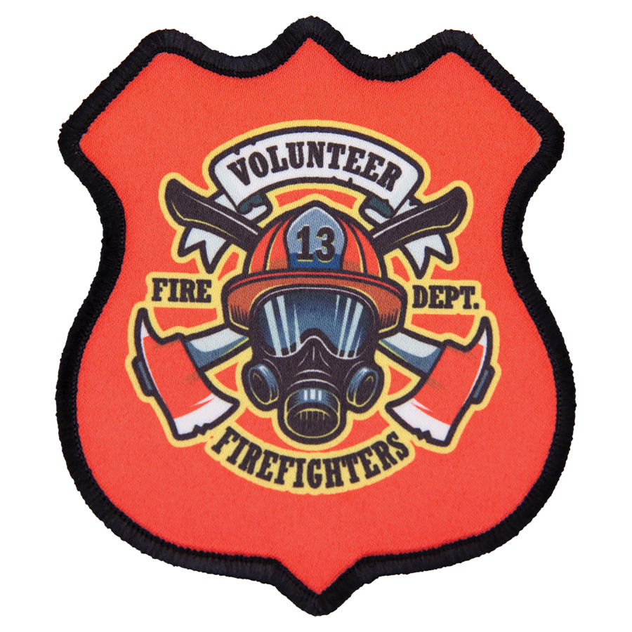 3" x 3 1/2" 4-Point Shield Sublimatable Patch with Adhesive & Black Border